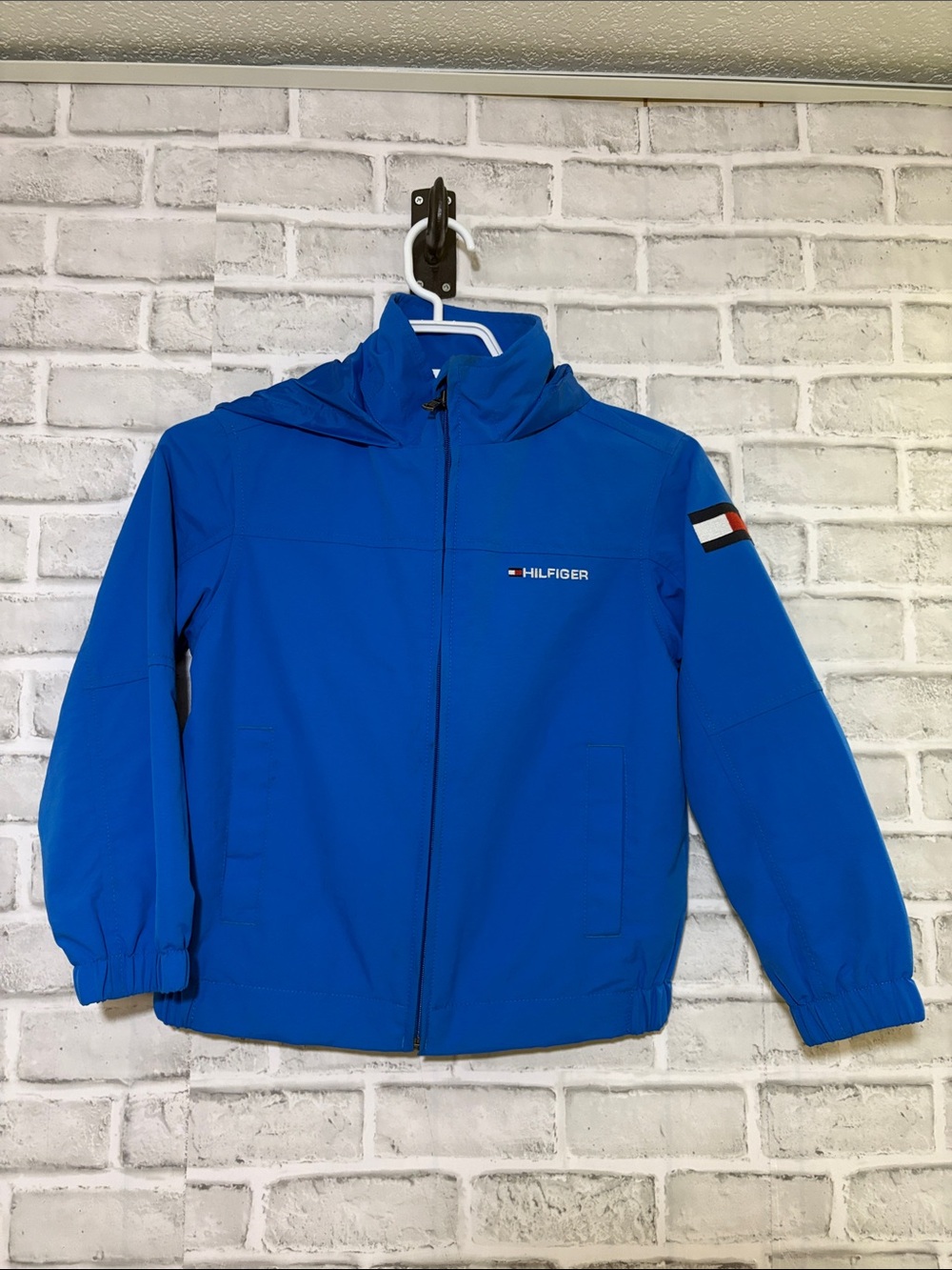 Tommy Hilfiger Kids Blue Hooded Rain Jacket XS Size 4-5